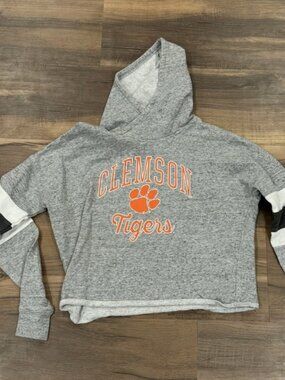 Top of the World Womens Clemson Tigers Grey Crop Hoodie Sweatshirt Small